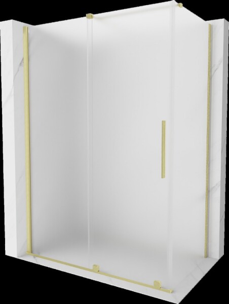 MEXEN/S - Velár sprchovací kút, posuvné dvere 150 x 75, dekor, zlato kartáčovaná 871-150-075-31-55