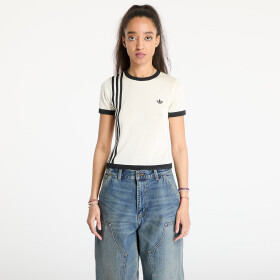 Tričko adidas Knitted 3 Stripe Short Tee Cream White M