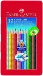 Faber-Castell Colour Grip 2001 - Pastelky trojhranné - 12 ks / rozmývateľné / plechová krabička (112413)