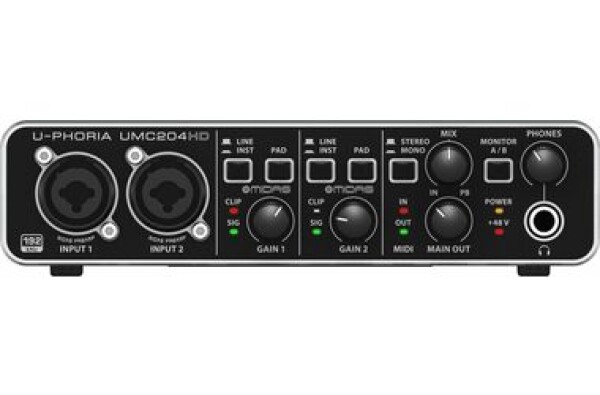 Behringer UMC204HD / Externá zvuková karta / USB / MIDI / XLR / RCA / 6.3mm (27000444)