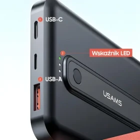 USAMS US-CD173 PB64 čierna / Powerbanka / 10000mAh / Bezdrôtové nabíjanie / PD 20W + QC3.0 (10KCD17301)