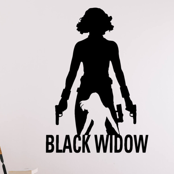 Veselá Stena Samolepka Black Widow silueta Farba: černá, Veľkosť: 40 x 29 cm
