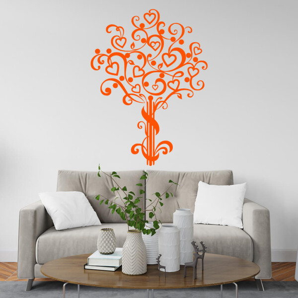 Veselá Stena Samolepka Srdiečkový strom Farba: oranžová, Veľkosť: 60 x 81 cm