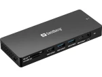 Sandberg USB-C 13v1 dokovacia stanica čierna / HDMI DP VGA USB SD Ethernet (100 W) (136-61)