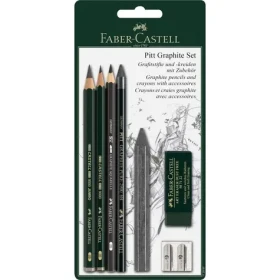 Faber-Castell Grafitové ceruzky s gumou a strúhadlom / 7ks / čierna (112997)