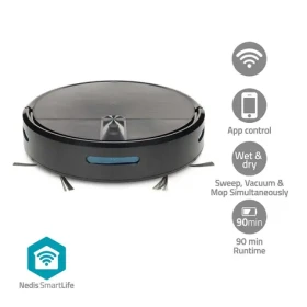 Nedis WIFIVCR10CBK čierna / Robotický vysávač 3v1 / zametanie vysávanie vytieranie / Wi-Fi / 0.6 l / 2000 Pa / HEPA 12 (WIFIVCR10CBK)