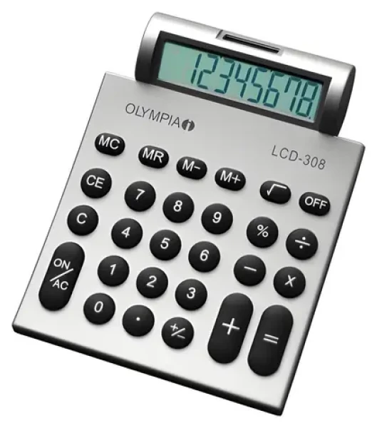 Olympia LCD-308 strieborná / Kalkulačka / Stolová / 8 miest / Solárne a batériové napájanie (941911007)