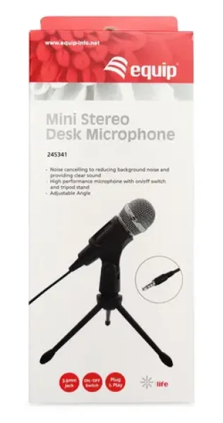 Equip stolný mikrofón čierna / Stolný mikrofón / Jack 3,5 mm / 1,8 m / Plug Play (245341)