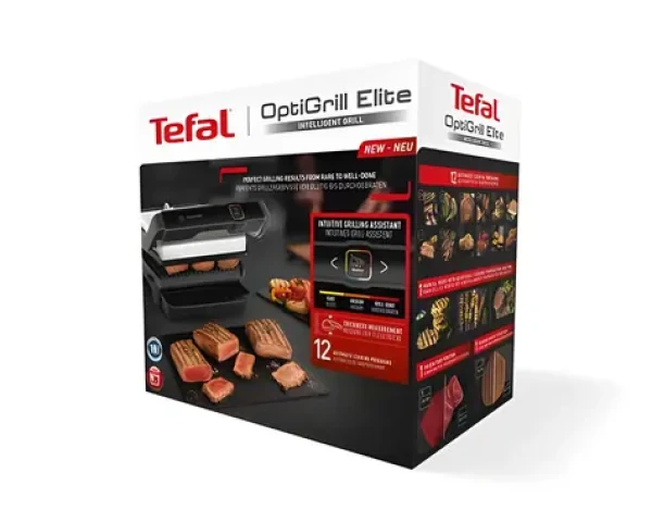 TEFAL OptiGrill Elite GC750D čierna / Kontaktný gril / 2000 W / 12 programov / Gril. plocha 600 cm2 (GC 750D)
