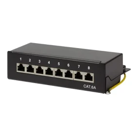 LogiLink Patch panel čierna / Patch panel / 8 portov / Cat6A / 10 Gigabit Ethernet / oceľ / stolná / nástenná montáž (NP0018B)