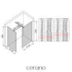 CERANO - Sprchová zástena Walk-in Onyx TL/P - 8 mm - hranatá vzpera + polička/držiak na uteráky - čierna matná, bronzové sklo - 140x120x200 CER-689569
