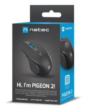 Natec Pigeon 2 čierna / Drôtová optická myš / 4 000 DPI / USB-A / RGB podsvietenie / 6 tlačidiel (NMY-2047)