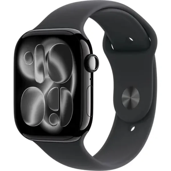 Apple Watch Series 11 GPS 46mm Klavírno čierne hliníkové telo - Čierny športový remienok S/M / 140-190 mm (MEUW4MP/A)
