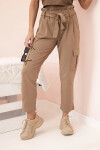 Dámske nákladné nohavice s vysokým pásom camel UNI