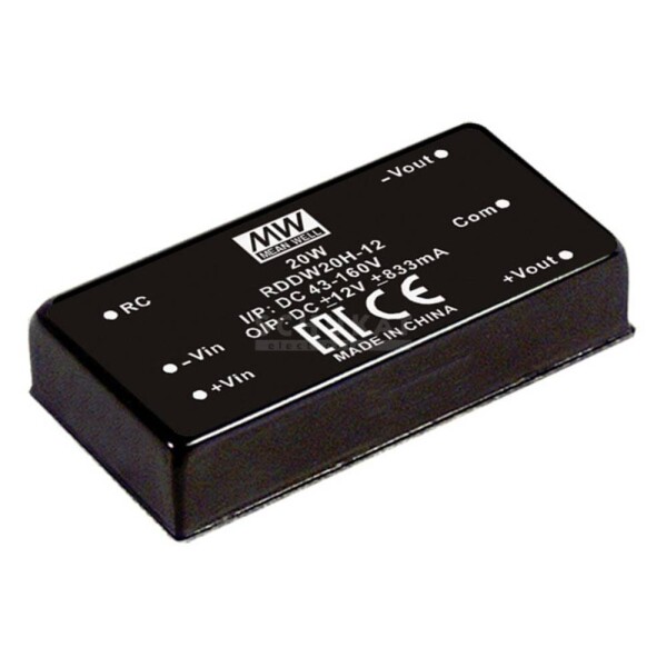 MEAN WELL RDDW20G-15 DC / DC menič napätia 666 mA 20 W Počet výstupov: 2 x; RDDW20G-15
