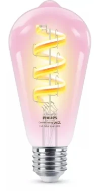WiZ LED žiarovka ST64 E27 číra / Múdra žiarovka / RGB / 2200-6500K / 470 lm / Wi-Fi/Bluetooth (SKL000481808)