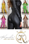 Sexy Koucla Wetlook Jumpsuit with Zips green L