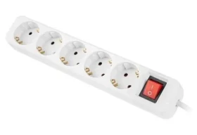 Lanberg Napájacia lišta 5x Schuko biela / Napájacia lišta / 1,5 m / vypínač / detská poistka (PS1-05F-0150-W)