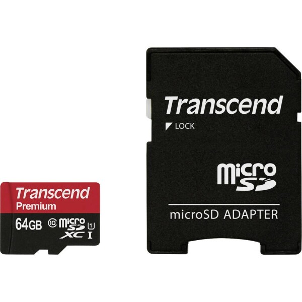 Transcend Premium pamäťová karta micro SDXC 64 GB Class 10, UHS-I vr. SD adaptéru; TS64GUSDU1