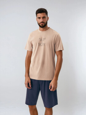 Pánske pyžamo Dreamber 42632-02X Béžová/tmavomodrá - Henderson XL béžová s modrou