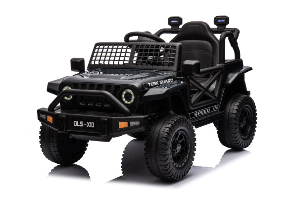 Mamido Mamido Elektrické autíčko OFFROAD čierne 12V Vysoký podvozok, široké sedadlo, Odpružené nápravy, 2,4 GHz Diaľkové ovládanie LED svetlá