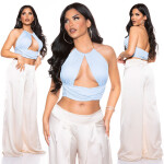 Sexy Crop Top with Cut out und Chain Neckholder Einheitsgroesse