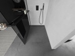 MEXEN/S - KIOTO Sprchová zástena WALK-IN s poličkou a držiakom uterákov 120 x 200, grafit 8 mm, čierna 800-120-121-70-40