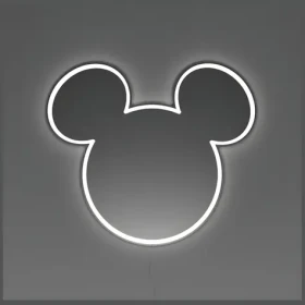 Yellowpop Disney Mickey Mirror strieborná / Neon / LED zrkadlo / 50x44 cm (YPDI-MIC-MIR-S)