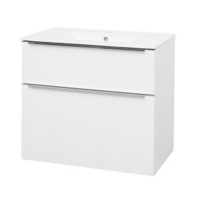 Mereo Mailo, kúpeľňová skrinka s keramickým umývadlom 81 cm, biela, elox AL madlo CN511A