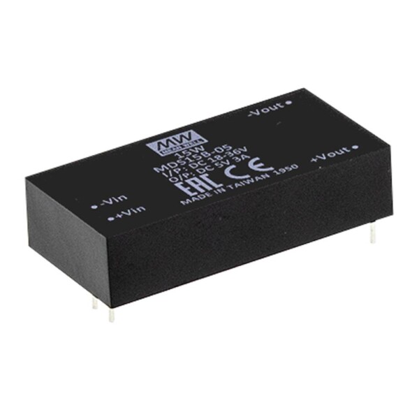 MEAN WELL MDS15B-15 DC / DC menič napätia 24 V 15 V 1 A 15 W Počet výstupov: 1 x; MDS15B-15