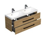 Kúpeľňová skrinka s čiernou úchytkou a umývadlom SAT Cube Way 120x47,5x40 cm dub Hickory mat CUBE2C120ZDH CUBE2C120ZDH