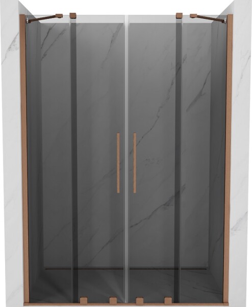 MEXEN/S - Velar Duo posuvné sprchové dvere 140, grafit, meď kartáčovaná 871-140-000-42-65