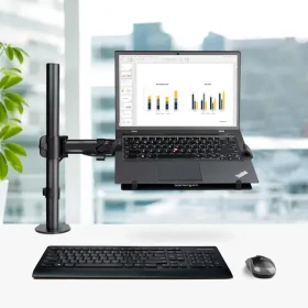 StarTech VESA držiak notebooku čierna / Držiak notebooku / VESA 75x75 a 100x100 mm / nosnosť 8 kg / rotácia 360° (A-LAPTOP-DESK-MOUNT)