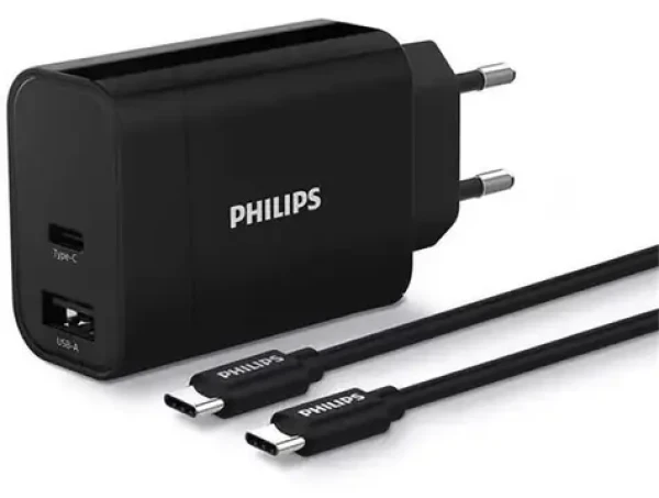 Philips DLP5321NB/12 čierna / Nabíjačka do siete / 2x USB-C / + kábel USB-C/USB-C 1 m (4895229162907)