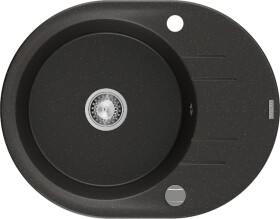 MEXEN MEXEN - Kevin granitový drez 1 s odkvapkávačom 586x458 mm, čierna/zlatý metalik, sifón chróm 6517581005-75