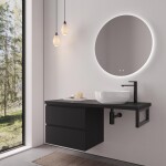 CERANO - Kúpeľňová skrinka Carole - čierna matná + doska pod umývadlo Navira Pro - 36 mm + konzola čierna - 160x46x51,6 CER-606225