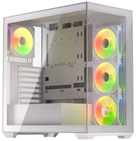 KRUX Exo biela / Počítačová skriňa / Midi-Tower / ATX / tvrdené sklo / 4X RGB ventilátor (KRXD009)