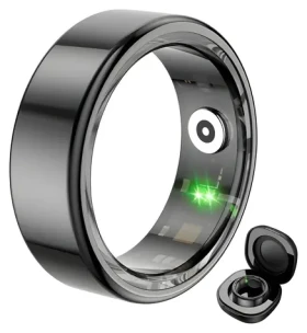COLMI R02 veľkosť 10 (19,8 mm) čierna / Chytrý prsteň / Bluetooth 5.0 / IP68 / nabíjacie puzdro (R02 Black 10 (case))