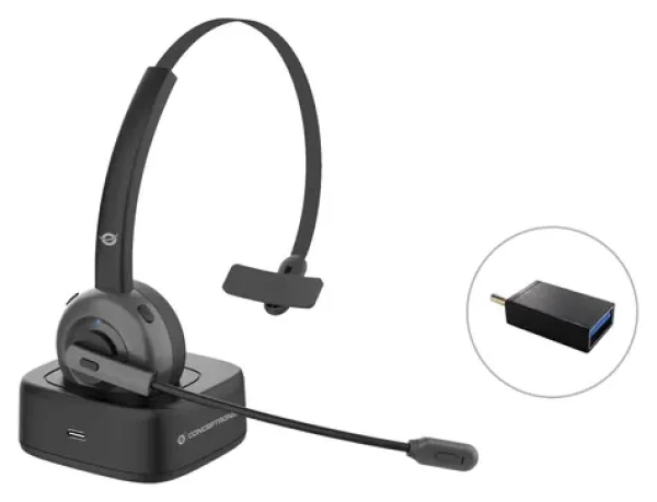 Conceptronic POLONA03BD čierna / Bluetooth headset / mono / on-ear / BT 5.0 / výdrž 22 h (POLONA03BD)