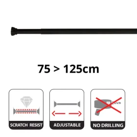 Spirella KRETA tyč na sprchový záves 75-125 cm matne čierna / bez vŕtania / hliník