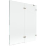 MEXEN/S - Lunar vaňová zástena 2-krídlová pravá 140 x 150, transparent, nikel kartáčovaný 897-140-100-97-00-P