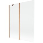 MEXEN - MIST vaňová zástena 140x150 cm 6mm f+s, meď kartáčovaná, číra 8A9-140-011-65-00