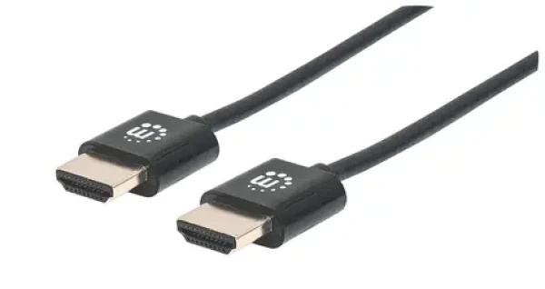 Manhattan Ultratenký HDMI kábel s ethernetom 1m čierna / HDMI kábel / HDMI-HDMI / 4K 60Hz / Tienený (394352)