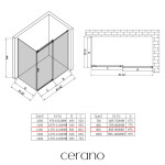 CERANO - Sprchovací kút Santoro - pravá - 6 mm - chróm, mliečne sklo - 120x90 - posuvný CER-665833