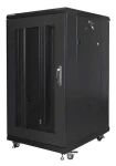 Lanberg Rack 22U/600x800 čierna / Stojanový rozvádzač / 19 "/ Flat pack / Perforované dvere (FF01-6822-23B)