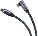 PremiumCord USB-C zahnutý šedá / Dátový kábel / USB 3.2 Gen 2x2 / 20 Gbit / s / 100 W / 3 m (ku31cu3)
