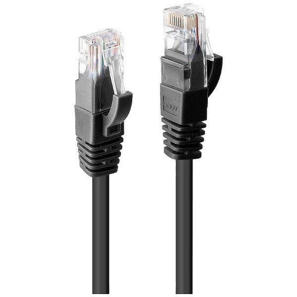 LINDY 48082 RJ45 sieťové káble, prepojovacie káble CAT 6 U/UTP 10.00 m čierna s priechodkou chrániacou proti zlomeniu, krútené páry, pozlátené kontakty,; 48082