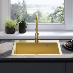 REA REA - Oceľový drez Liam BRUSH GOLD s kuchynskou batériou KPL-96007