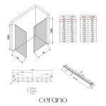 CERANO - Sprchová zástena Walk-in Crystal TL/P - 8 mm - bezvzperový systém + polička/držiak na uteráky - chróm, grafitové sklo - 60x50x200 CER-8050BD6328