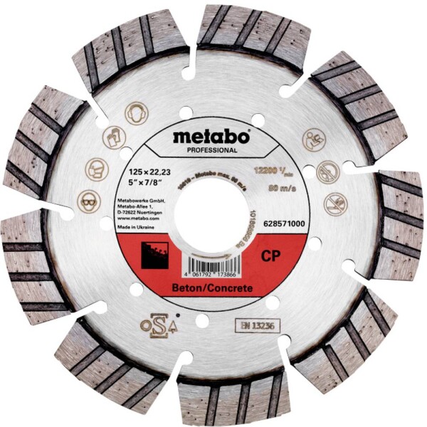 Metabo 628571000 diamantový rezný kotúč Priemer 125 mm Ø otvoru 22.23 mm 1 ks; 628571000